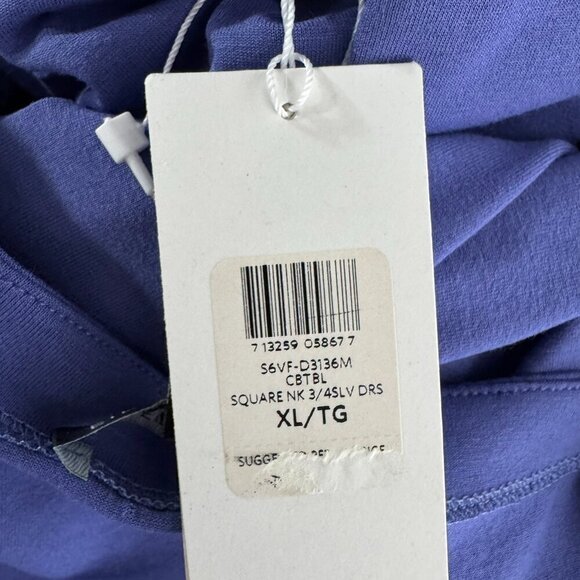 Eileen Fisher Jersey Knit Dress XL Blue Square Neck 3/4 Sleeve NWT DR-1637 - Picture 7 of 9